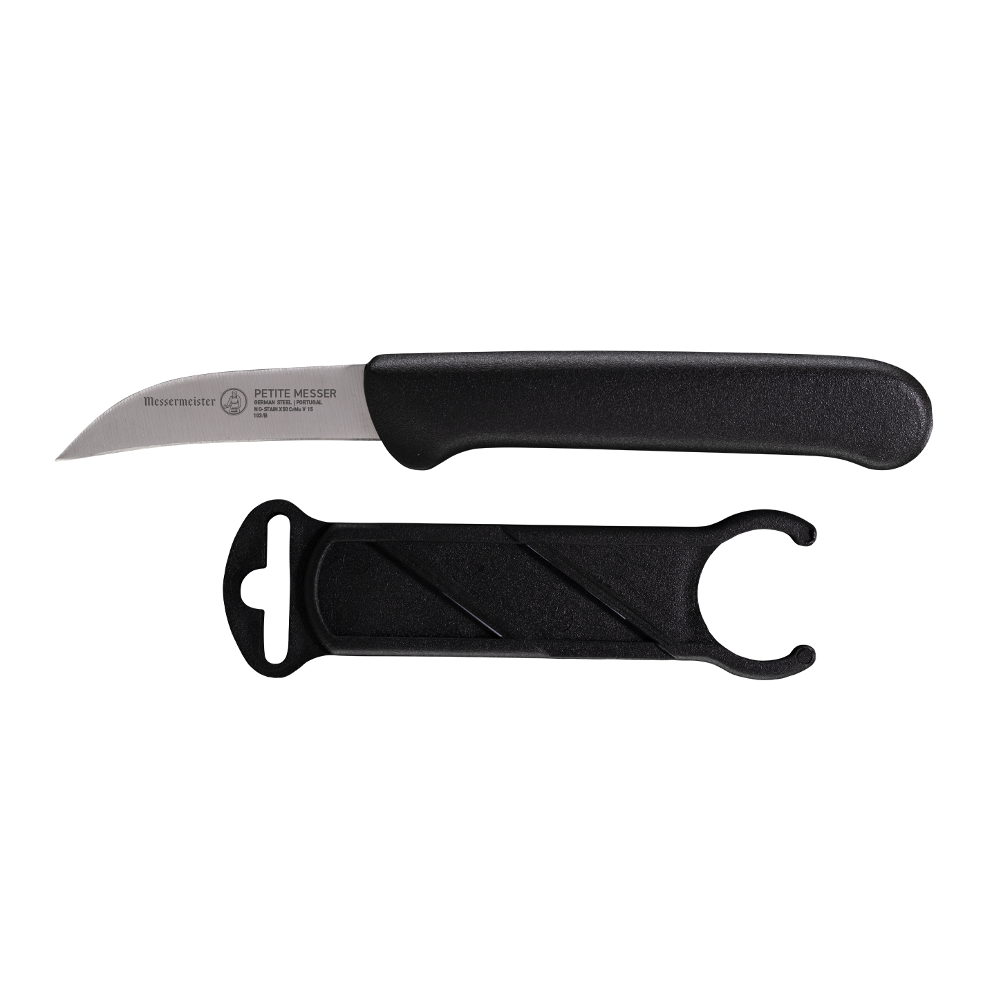 MESSERMEISTER serie PETITE schilmes RVS 6cm vogelsnavel lemmet zwart kunststof heft