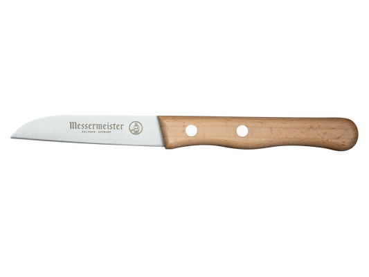 MESSERMEISTER serie FUTURE 8cm schilmes RVS recht lemmet met roodbeuken heft