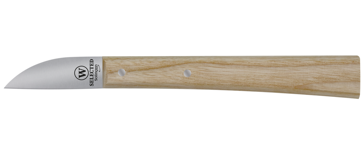 W-SELECTED Haringkaakmesje model Herder 360 met beuken rond houten heft en carbon lemmet