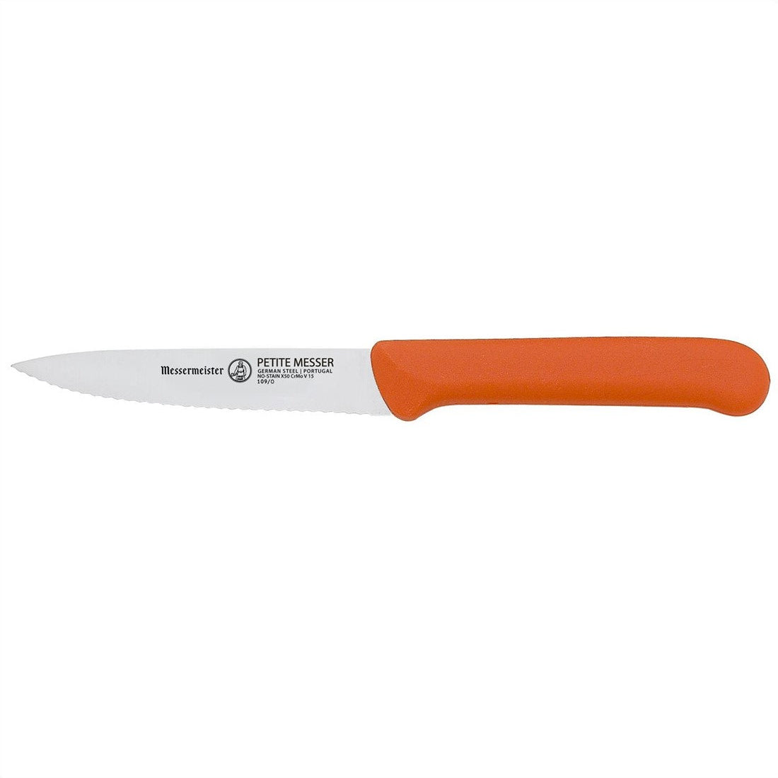 MESSERMEISTER tomaten- fruit- mes 11cm RVS gekarteld lemmet oranje PP kunststof heft