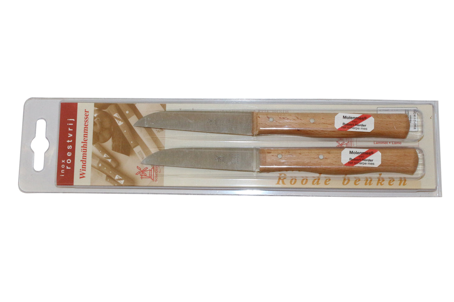 ROBERT HERDER set van 2 Klassiker Aardappelmes 8,5cm roestvrijstalen lemmet met FSC roodbeukhouten heft