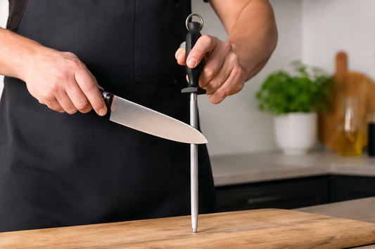 COUTEAUX aanzetstaal Chef-editie van Chroom-Vanadium staal slijp-lengte 26cm met zwart kunststof heft