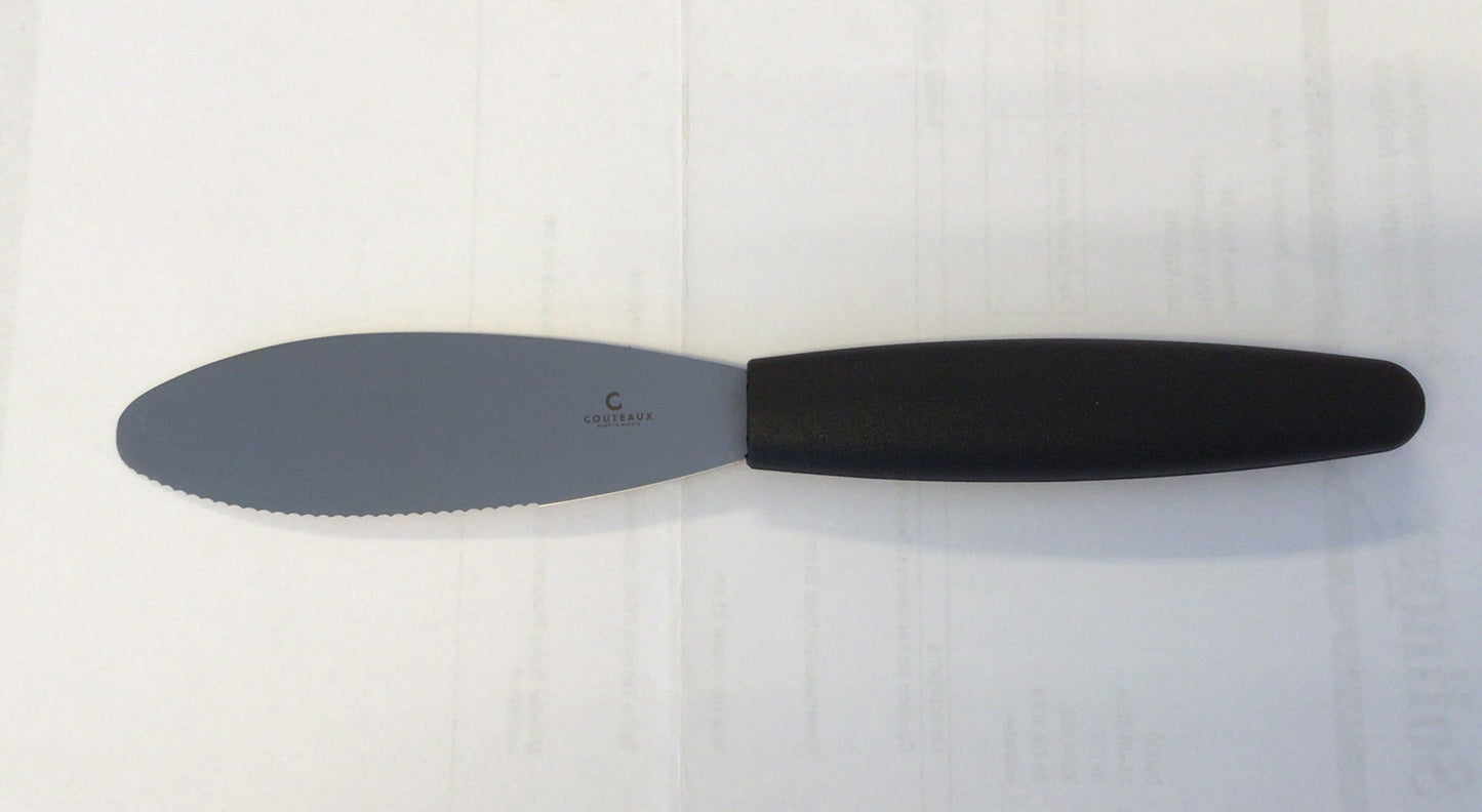COUTEAUX RVS Ontbijt- boter- jam- brood- mes glad en gekarteld lemmet 10cm zwart PP heft