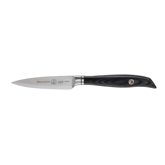 MESSERMEISTER collectie BLACKSMITH schil- tourneer- mes 9cm RVS lemmet met ebbenhouten heft