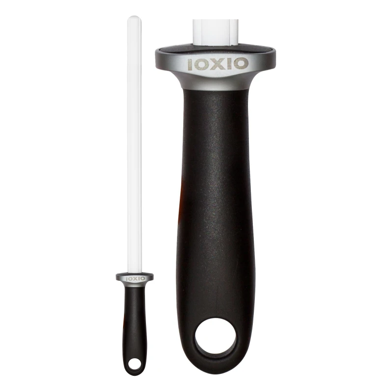 IOXIO aanzetstaal ovaal keramisch korrel 1000 lengte 26cm ideaal voor nascherpen zwart heft