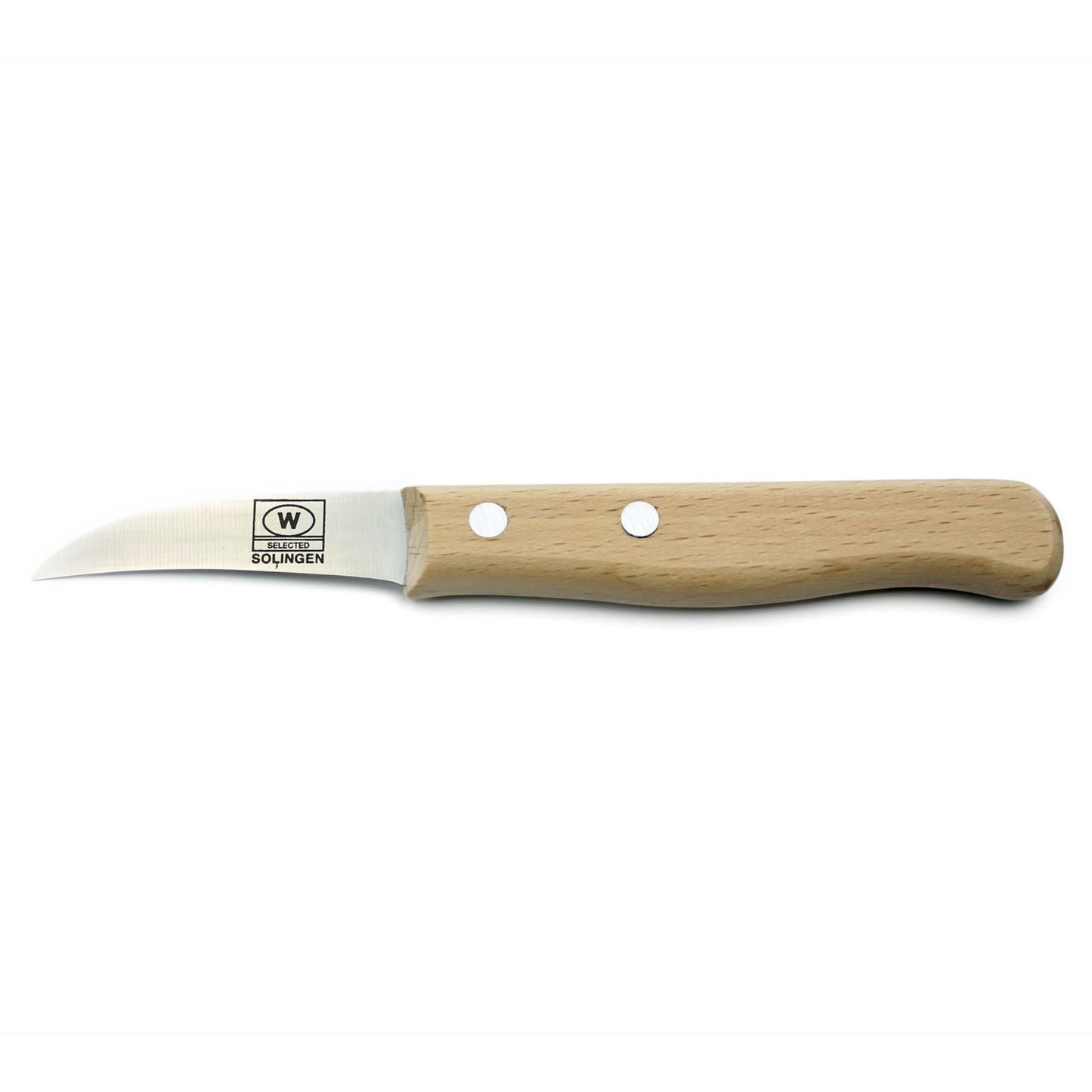 W-SELECTED® aardappel- schilmesje RVS vogelsnavel lemmet 5,5cm FSC roodbeukhout heft