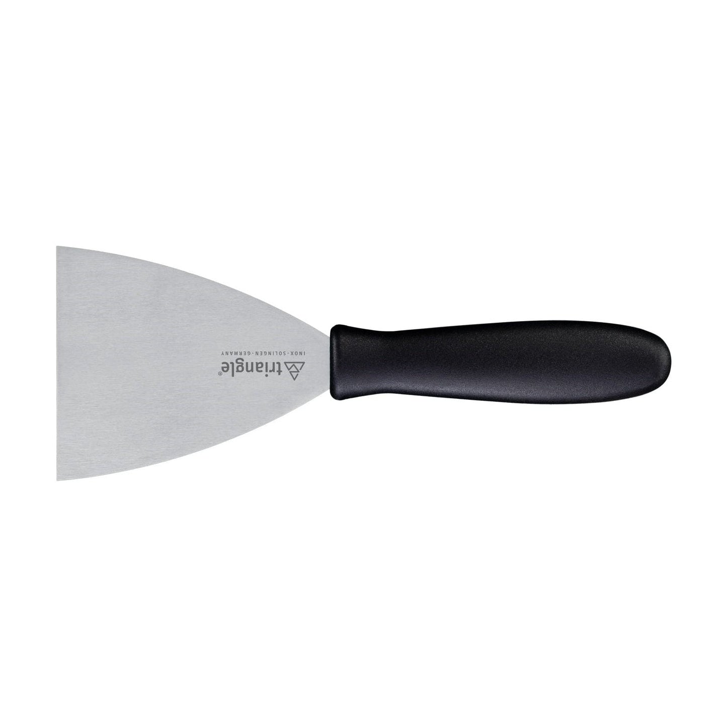 TRIANGLE professionele bakplaat spatel RVS lemmet 10cm met zwart kunststof PP handvat