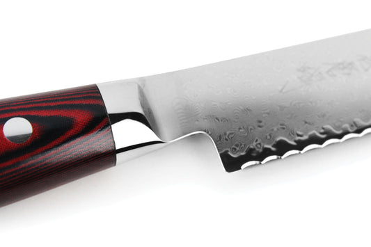 Broodmes SUPER GOU 23cm 161 laags SG2 hardstalen lemmet rood-zwart heft