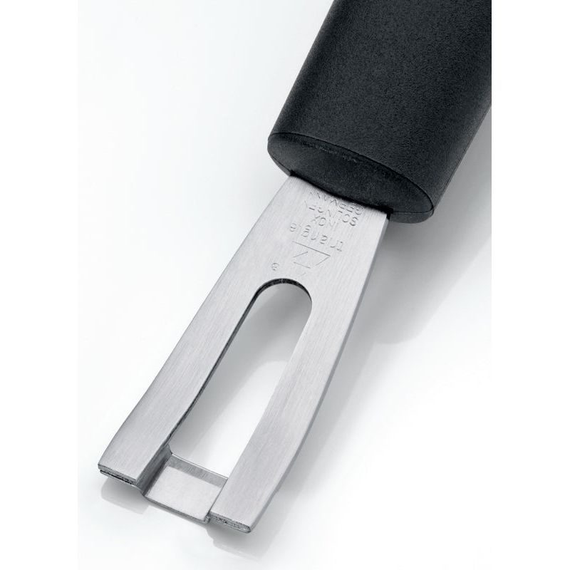 TRIANGLE roestvrijstalen rechthoekige canneleur, canneleermes of zesteur met zwart kunststof heft