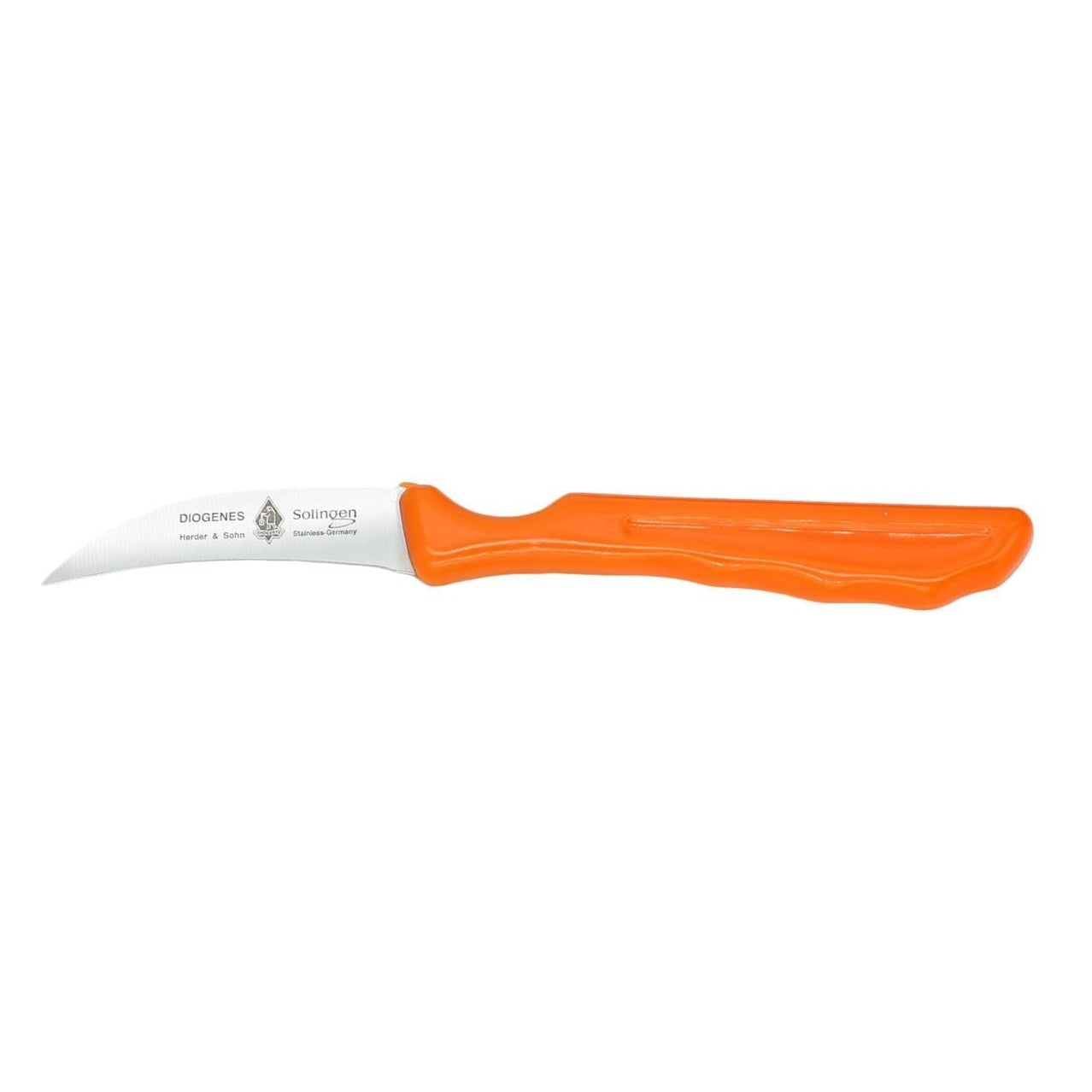 DIOGENES RVS champignon- fruit- schil- mes gebogen lemmet 6cm oranje kunststof heft
