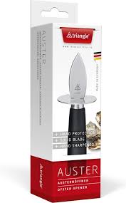 TRIANGLE oestermes 15,5cm met zwart gelakt houten handvat roestvrijstalen krop en lemmet 6cm