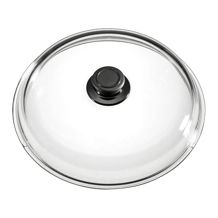 EUROLUX glazen deksel met zwarte knop diameter 28cm