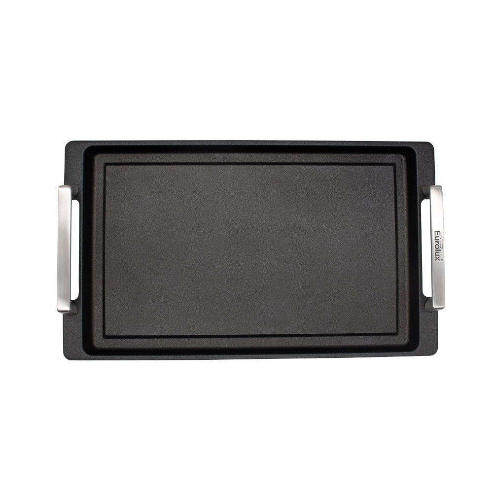 EUROLUX Teppanyaki-plaat met RVS grepen 41x24cm flex-inductie / combizone Bosch, Miele en Siemens Compatible
