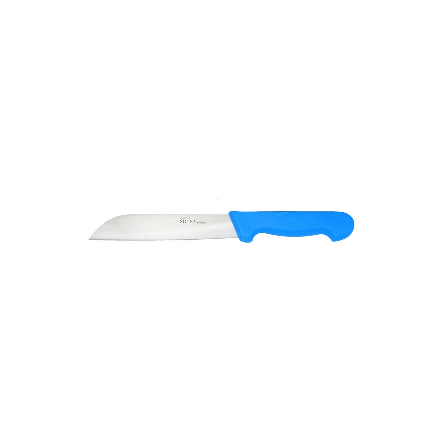 W-SELECTED uit Solingen Groentemes RVS van 18 cm met blauw kunststof heft/grip