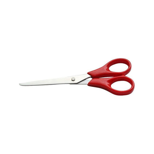 BEXFIELD huishoudschaar met roestvrijstalen lemmet en rood kunststof handgreep lengte 15,5cm