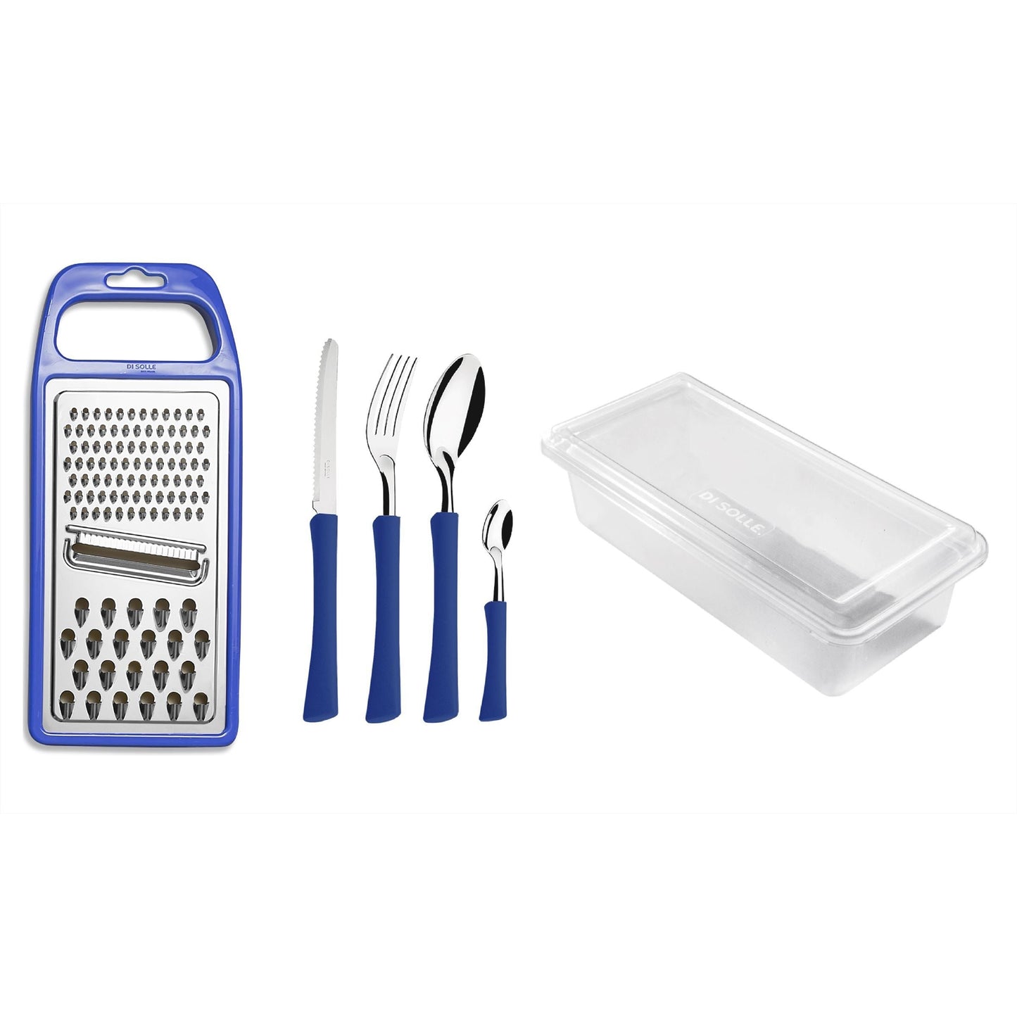 DI SOLLE INOVA bestekset blauw 26-delig (6 couverts, rasp en transportbak)