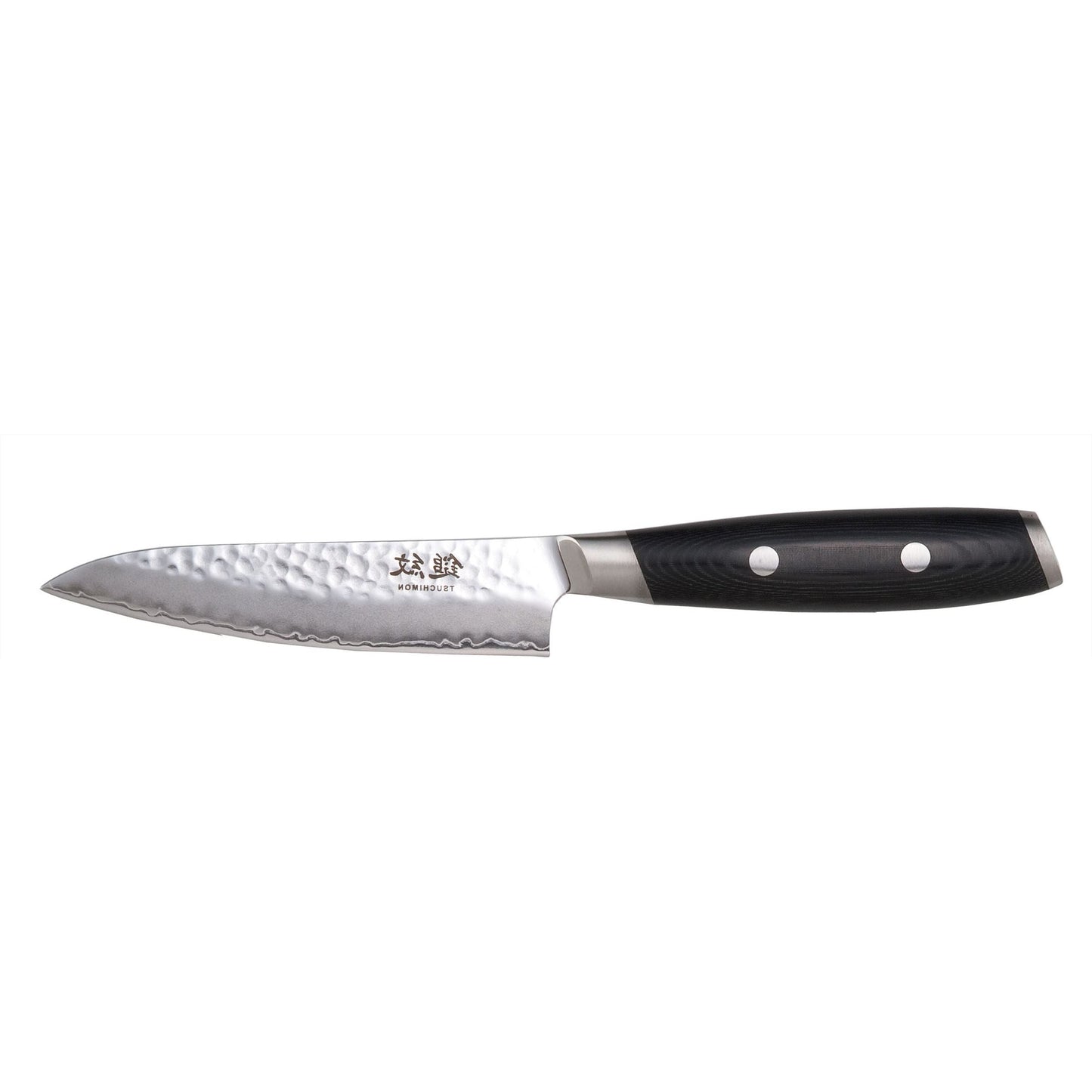 YAXELL TSUCHIMON Universele koksmes gehamerd VG10 stalen lemmet 12cm zwart micarta heft
