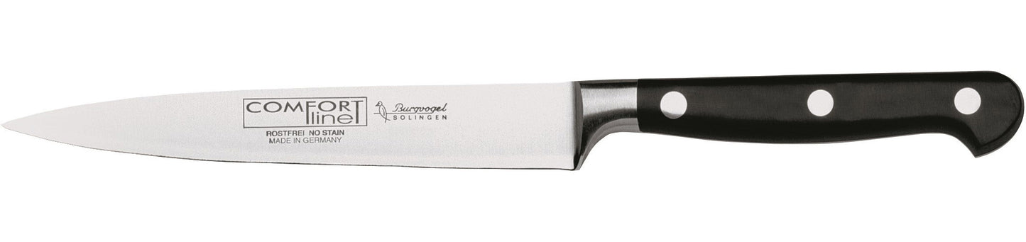 BURGVOGEL Comfort Line professioneel Koks- mes RVS smal lemmet 18cm zwart POM heft