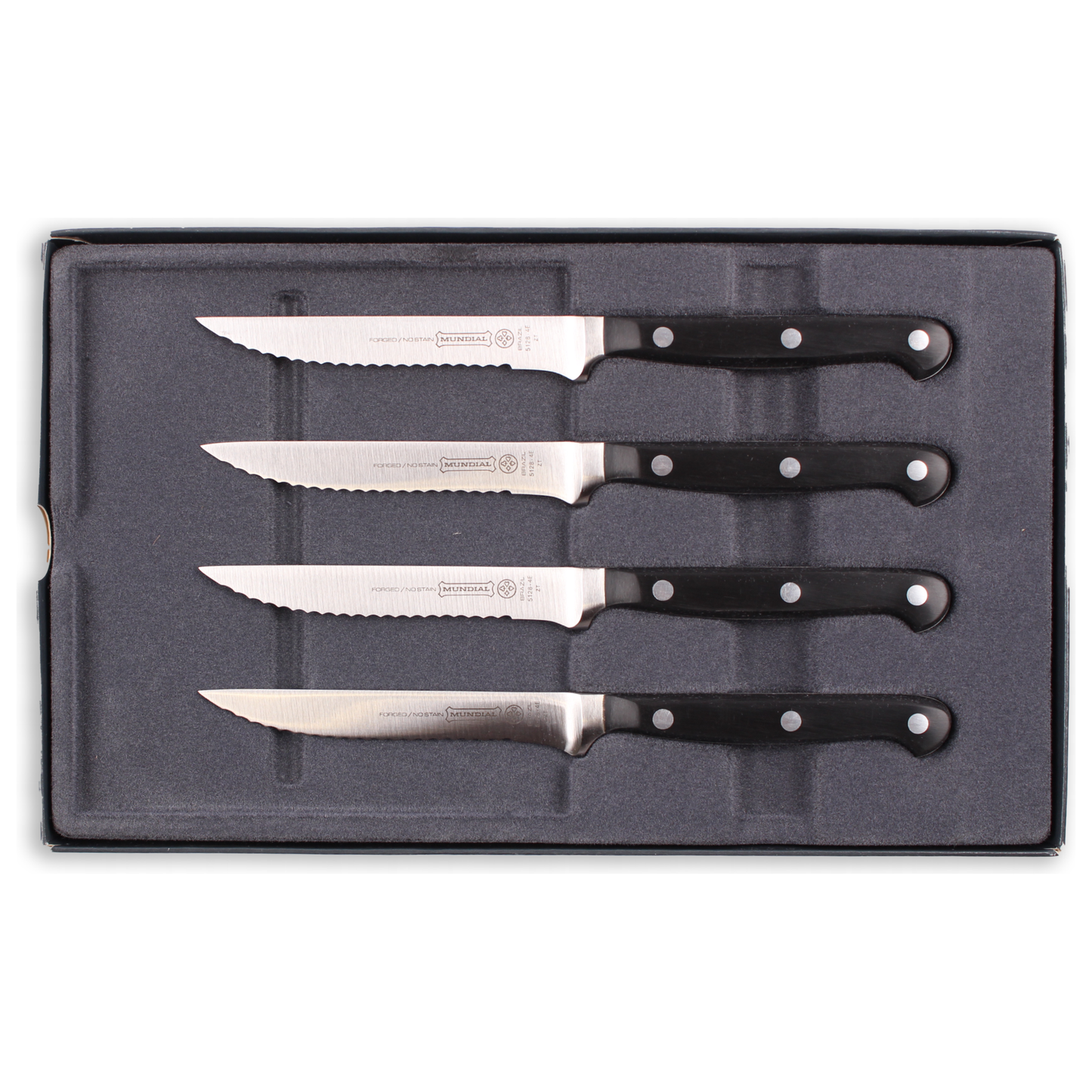 Mundial 5130- 4" Steakmessen set 4-dlg 10 cm rvs met pom heft in doos