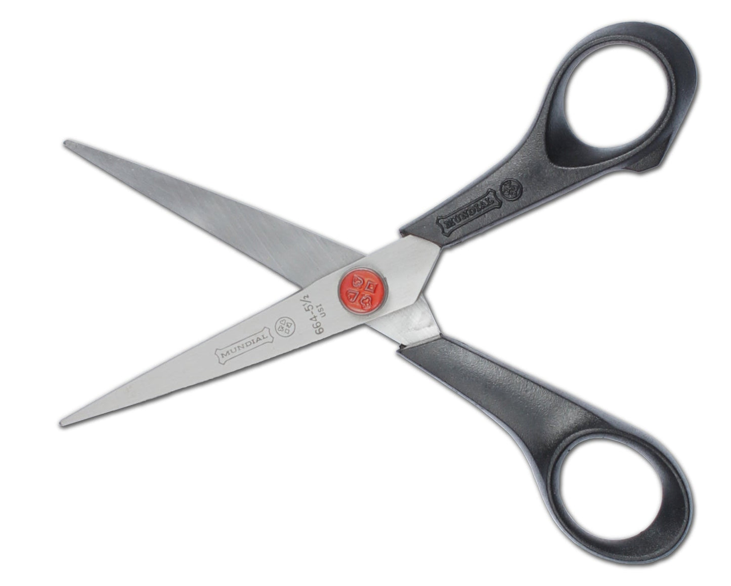 MUNDIAL Red Dot 0664-5.1/2 RVS Naaisterschaar 14 cm met zwart kunststof grepen