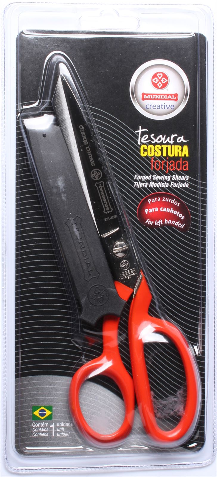 Mundial Serra Sharp 271-8SR Coupeuseschaar / Stofschaar linkshandig rood gelakt 21 cm
