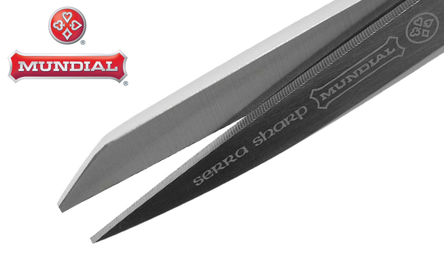 Mundial Serra Sharp 271-8SR carbonstalen Coupeuseschaar / Stofschaar linkshandig rood gelakt 21 cm