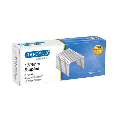 RAPESCO nietjes 13/6mm per 5000 stuks metalen nietjes in doos verpakt