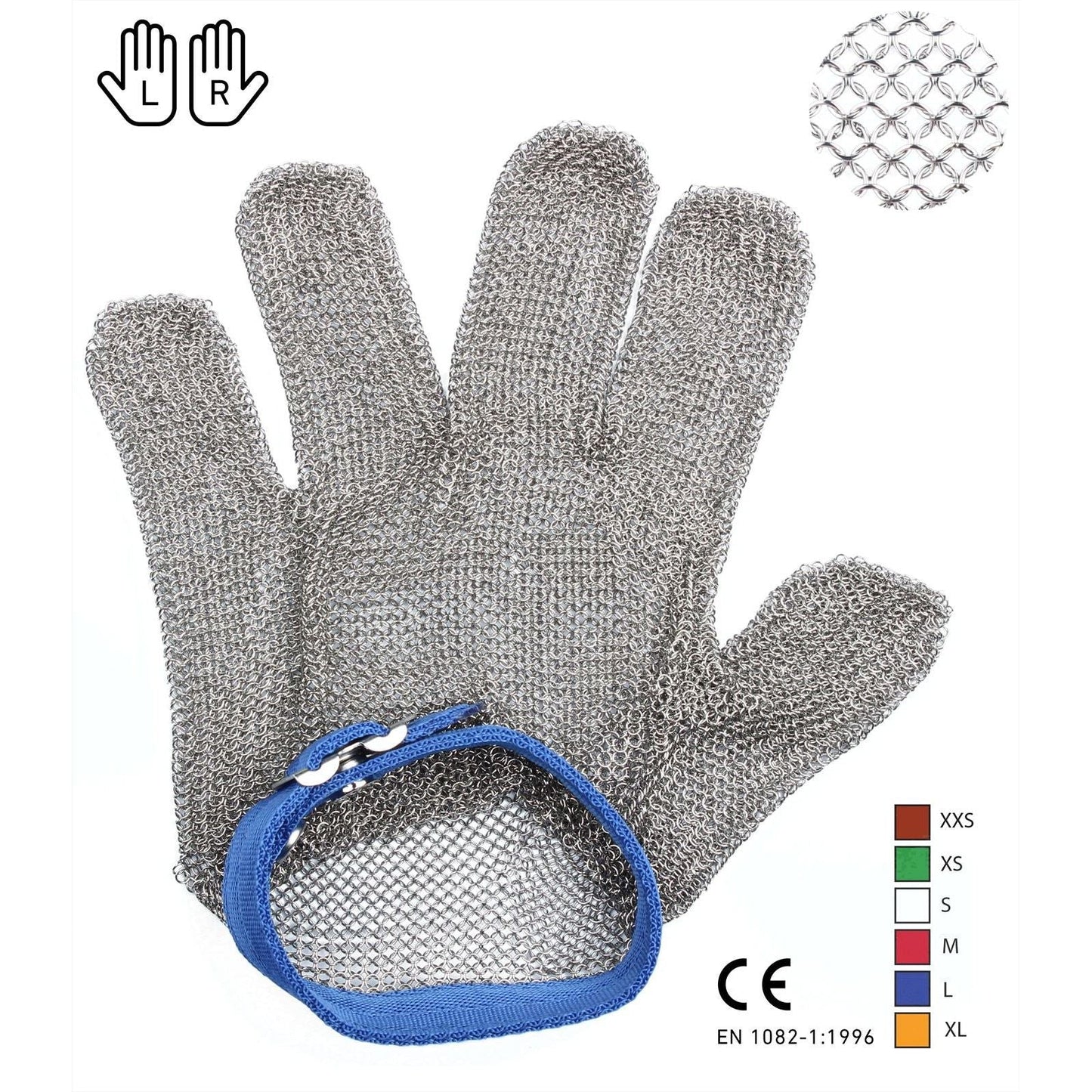 Oesterhandschoen maat L RVS 22 cm CE gecertificeerd