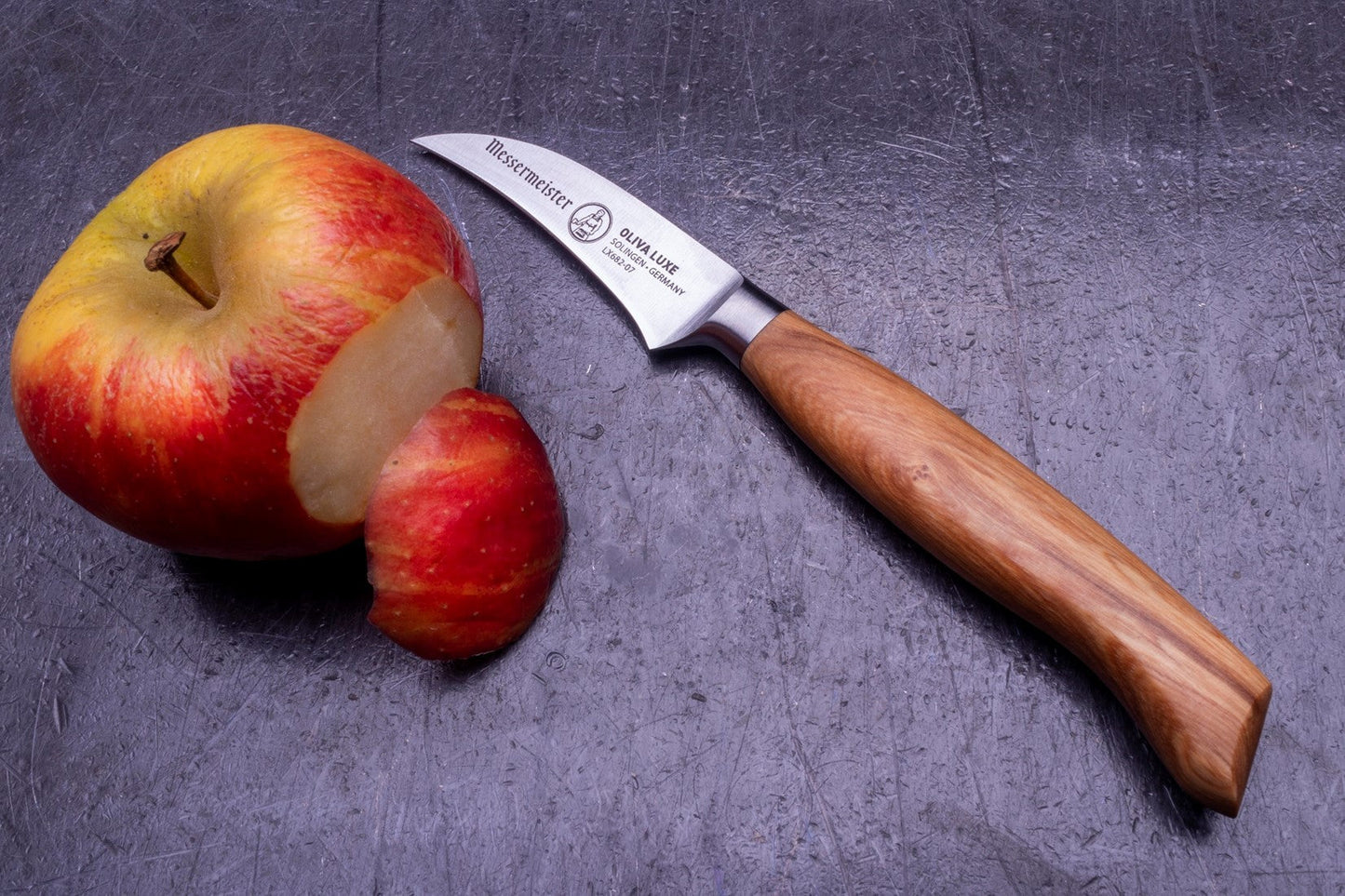 MESSERMEISTER serie OLIVA LUXE 7,5cm schil- garnerings-mes met olijfhouten heft