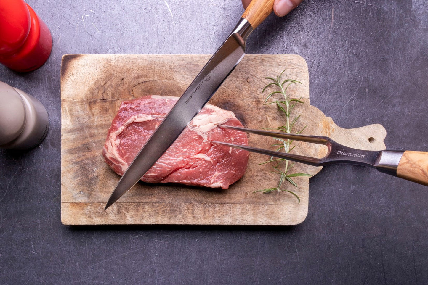 MESSERMEISTER serie OLIVA LUXE RVS vleesvork 16cm olijfhouten heft