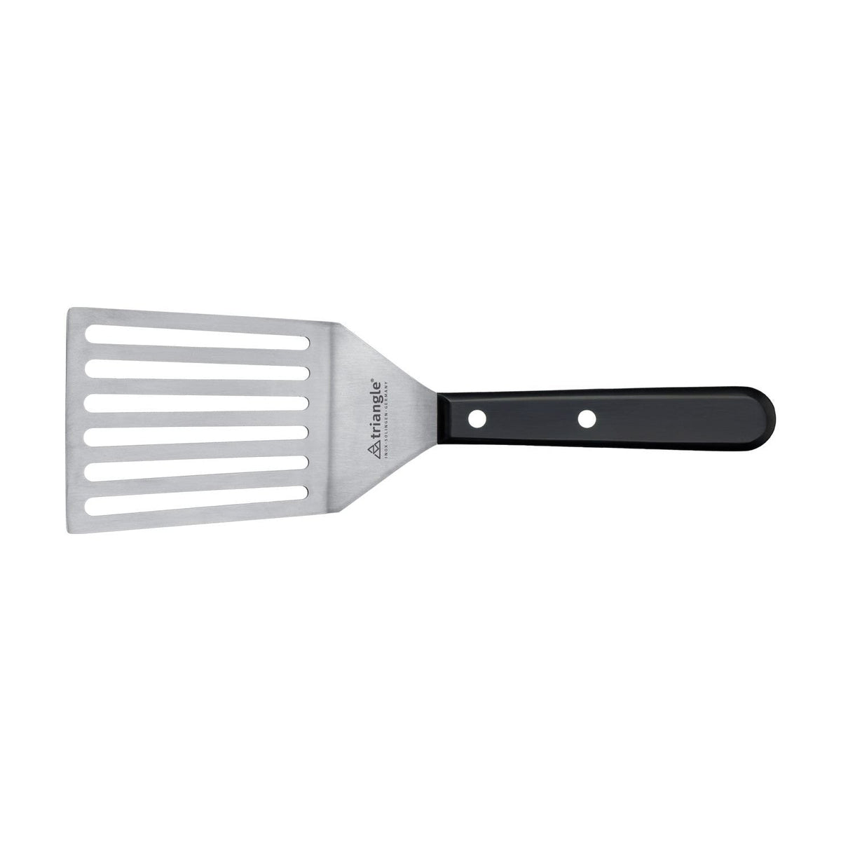TRIANGLE Palet met knik breed gleuven RVS lemmet 12cm zwart handvat met twee nieten