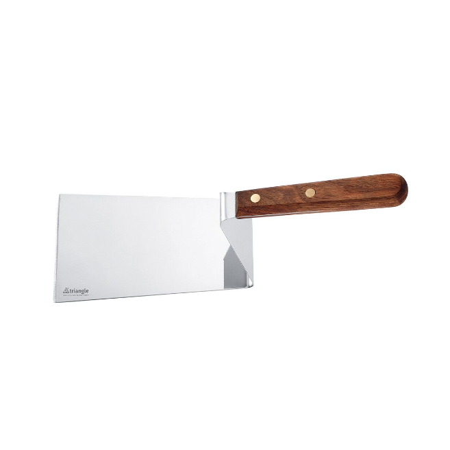 TRIANGLE Palet met dubbele knik breed RVS lemmet 12cm FSC walnotenhout handvat