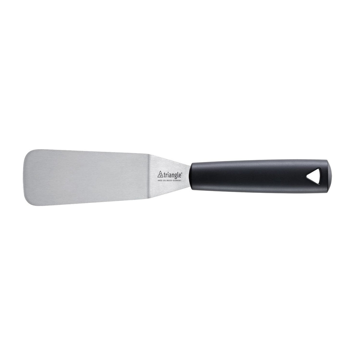 TRIANGLE RVS Palet- spatel met knik lemmet 12cm met ophangoog zwart kunststof PP heft