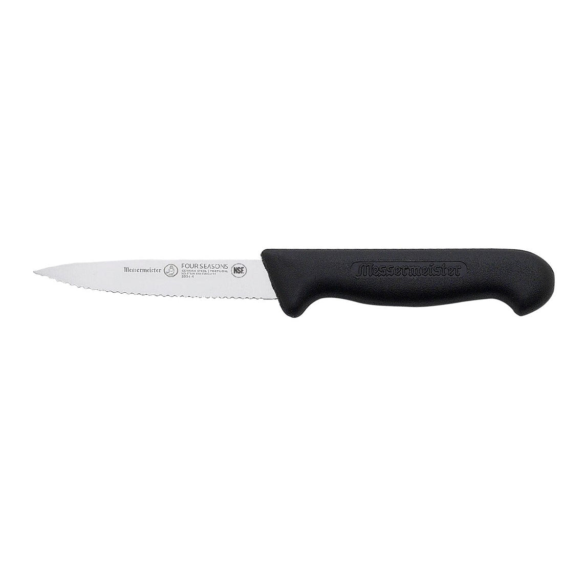MESSERMEISTER PRO serie 7,5cm RVS gekarteld spits schil- tomaten- mes zwart kunststof heft