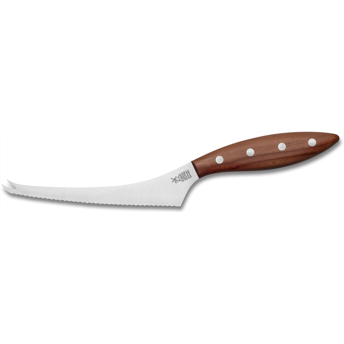 Robert Herder Fromâgo zachte kaas mes met gevorkte punt en concave golf, 16.5 cm lang, pruimenhouten heft