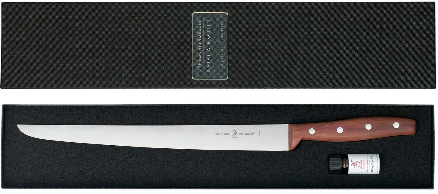 Robert Herder 'Katana Moulin' Hammes 30 cm roestvrijstaal RVS lemmet met Pruimenhouten heft