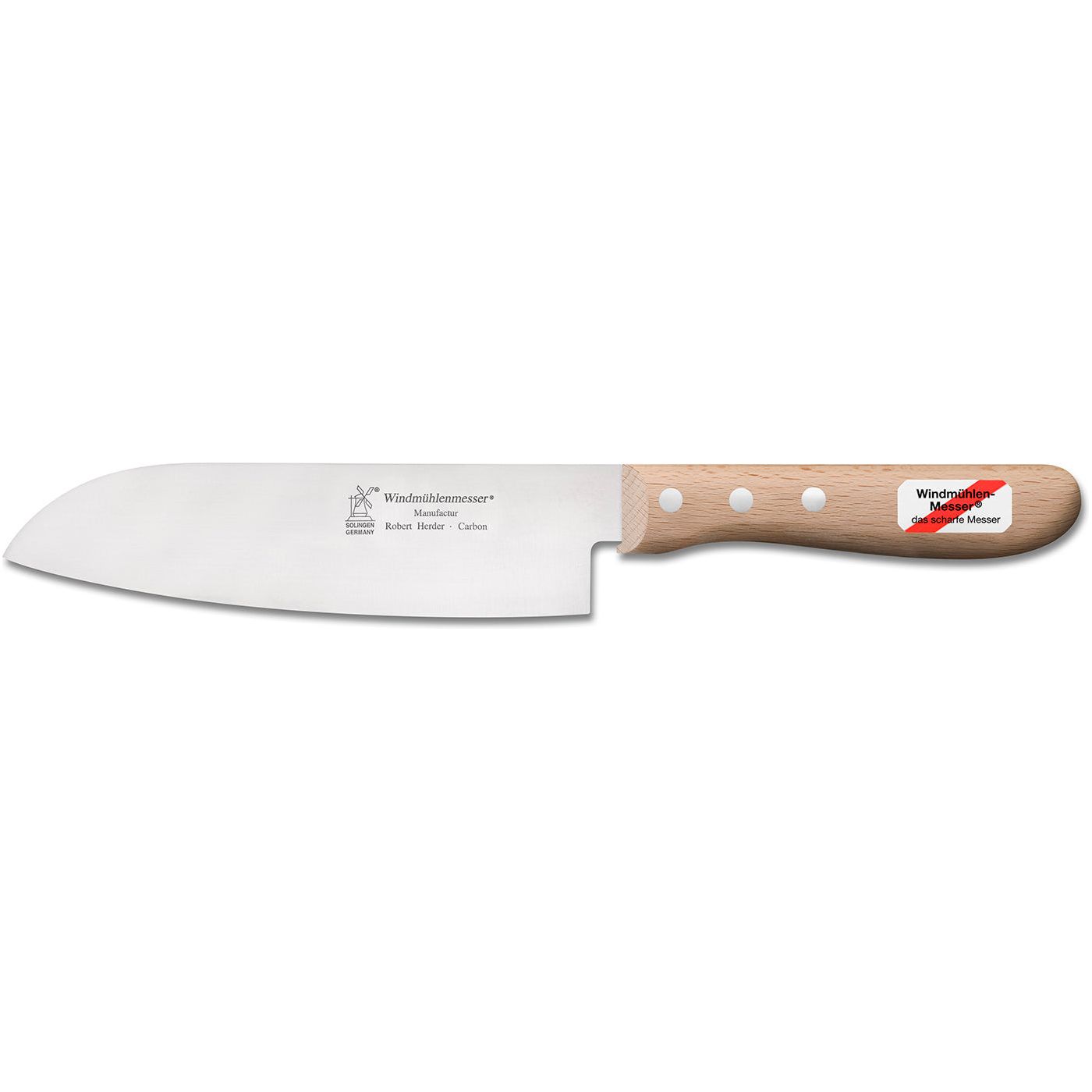 ROBERT HERDER Santoku Koksmes 16,5 cm RVS lemmet en FSC roodbeukhouten heft