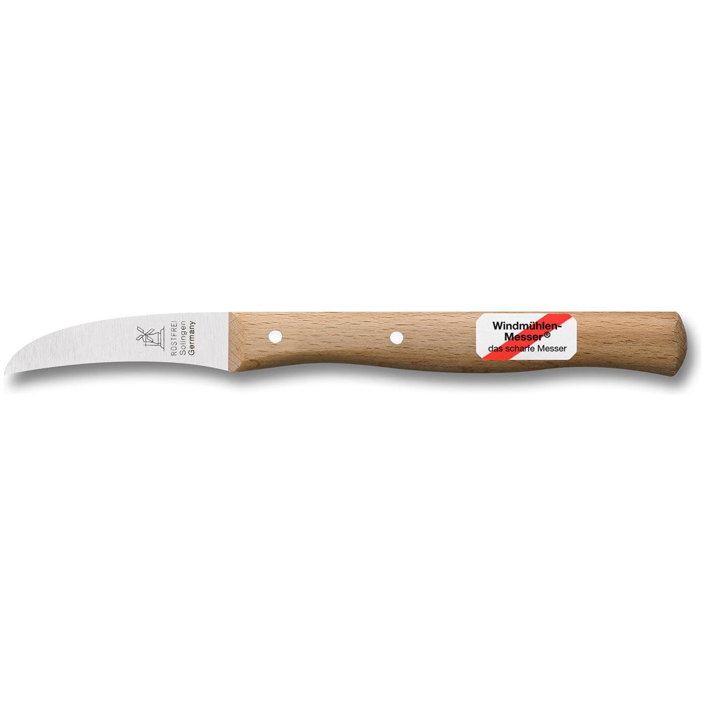 ROBERT HERDER Vogelsnavel Aardappel-schilmes Gebogen 6cm RVS lemmet met Roodbeukhouten heft
