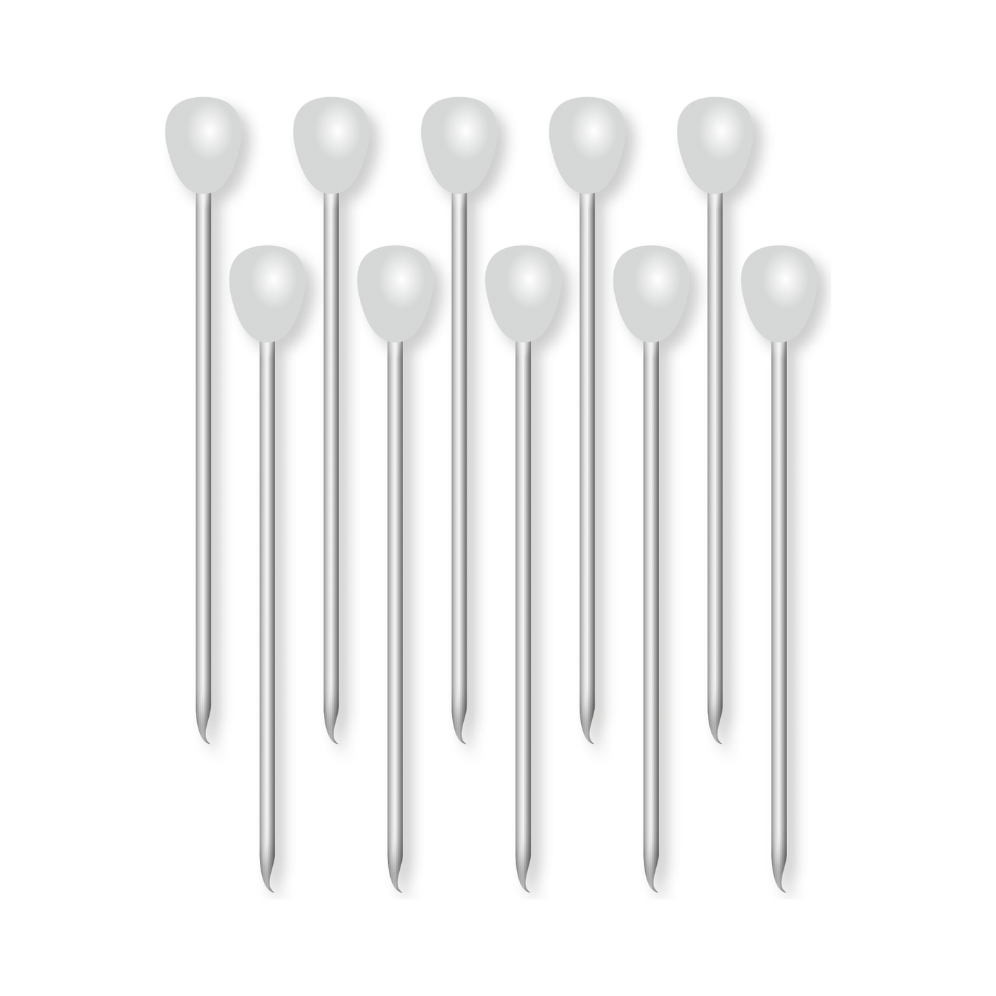 SOLEA 10 stuks roestvrijstalen kokkel- kreukel- slakken-naald met kunststof knop (WIT)