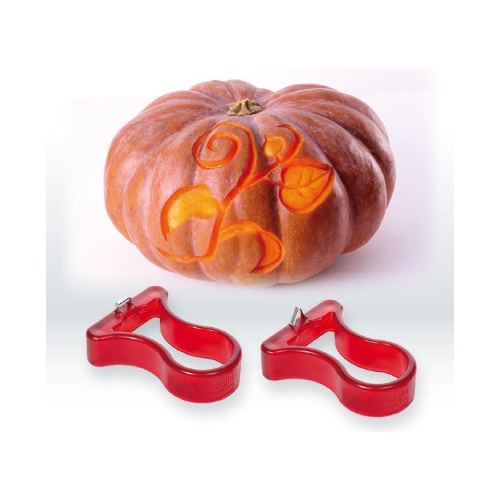 TRIANGLE RVS Essential Pompoen - groente - fruit - kerfset 2-delig - snijdt U en V vorm