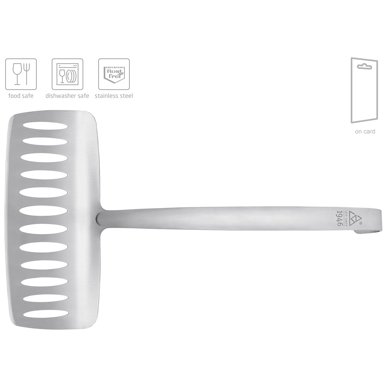 Het TRIANGLE "1946" palet extra breed voor vis of asperges geheel van roestvrijstaal