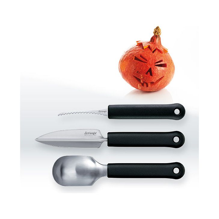 TRIANGLE HALLOWEEN RVS Essential Pompoen kerfset 3-delige set zwart kunststof heft