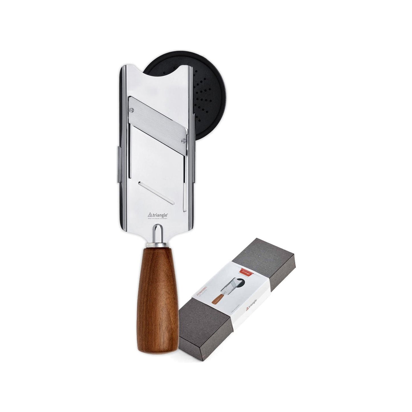 TRIANGLE serie SOUL professionele roestvrijstalen truffel- parmezaan- paddenstoel- chili- schaaf met FSC houten heft