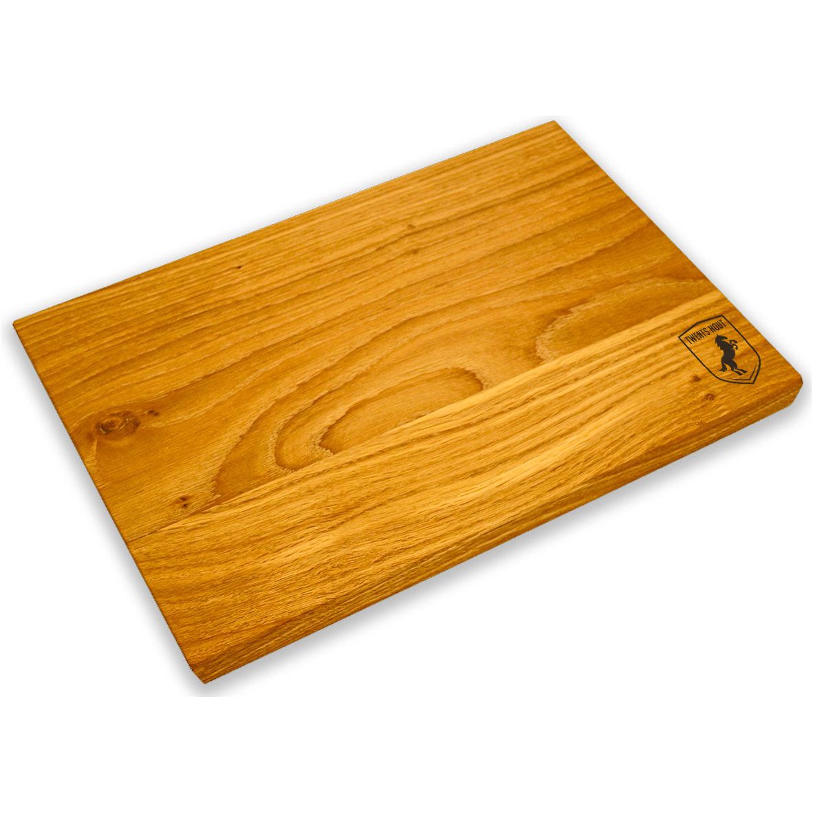 TWENTS FSC eikenhouten serveer- BBQ- snijplank maat 20x30x2cm zijkanten schuin gezaagd Food Safe gecertificeerd