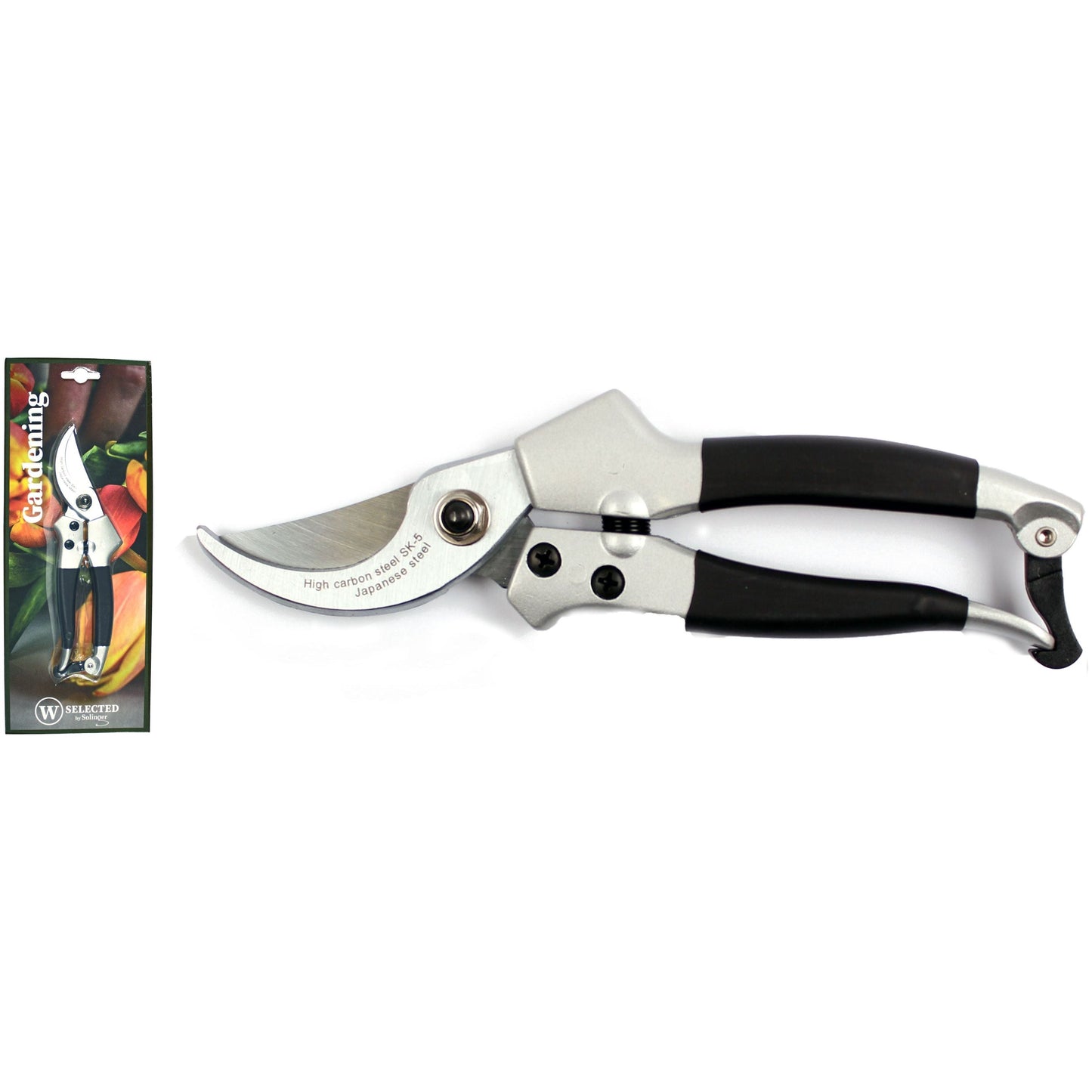 W-SELECTED SK5 Japans carbonstalen snoeischaar lengte 22cm met aluminium zwart soft greep