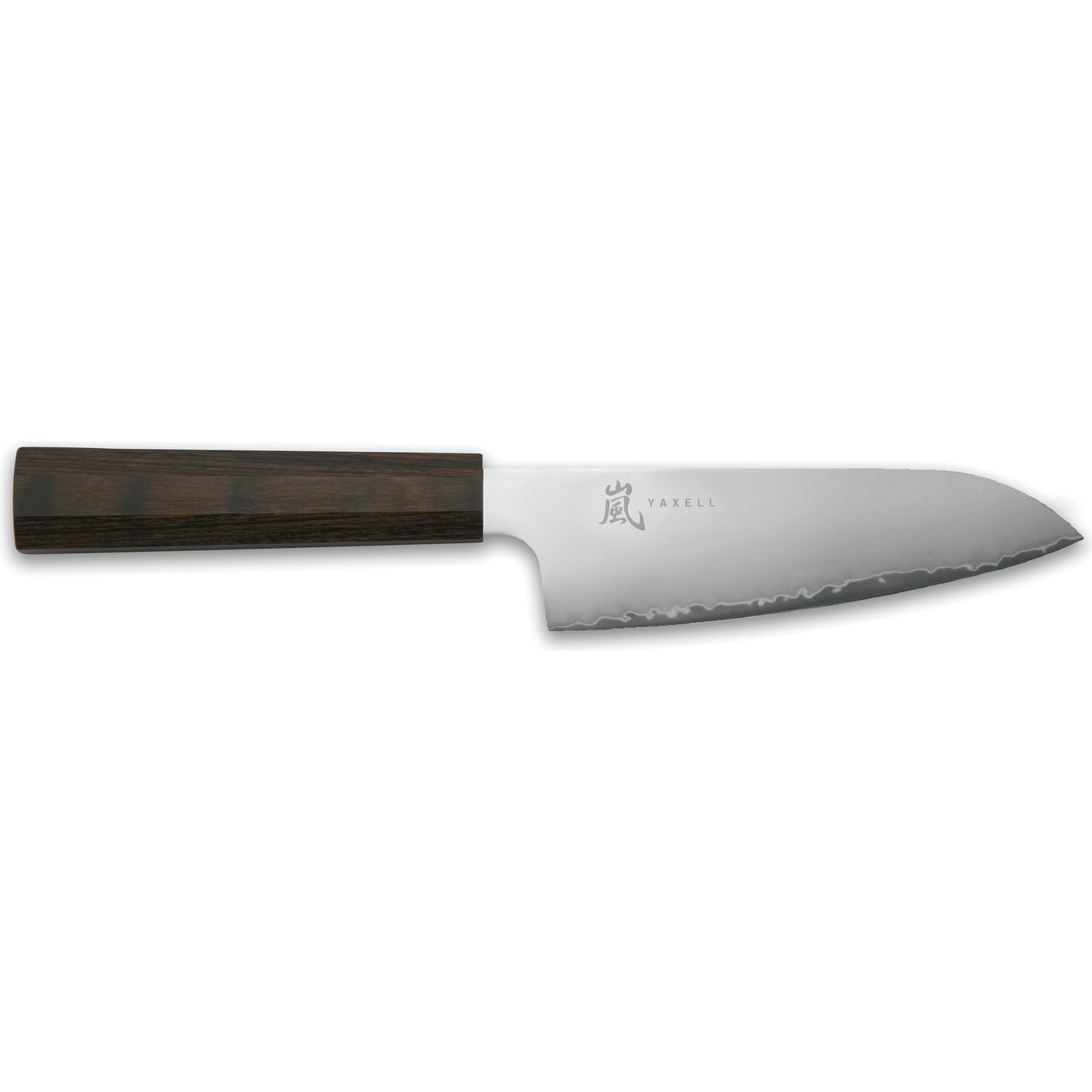 Yaxell HANA Santoku mes 12.5cm 3 laags roestvrijstaal met donkerbruin pakka wood heft