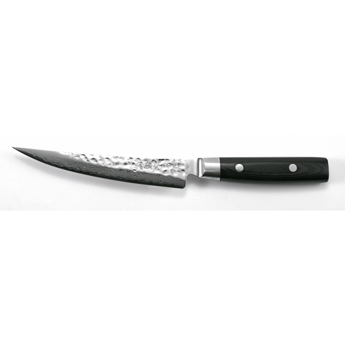 YAXELL ZEN Uitbeenmes gebogen lemmet 15cm 37 laags damaststaal canvas-micarta heft