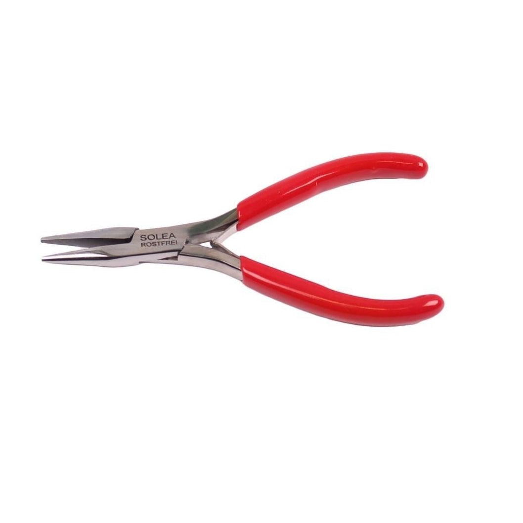 SOLEA RVS zalmgratentang met rechte bek zonder ribbels lengte 13cm en rood heft