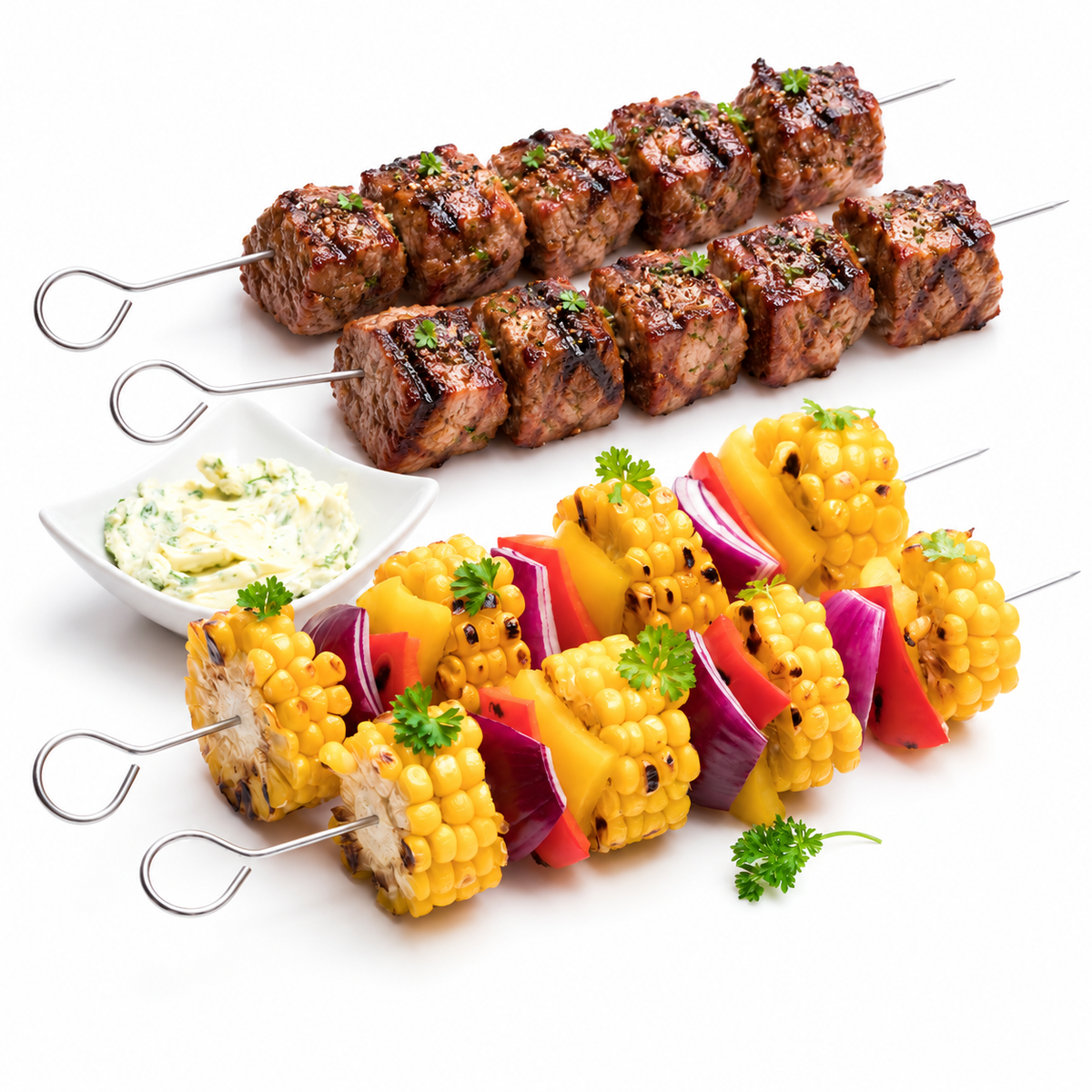 TRIANGLE BBQ- grill- oven- spiesen set 4-delig met ring 25cm