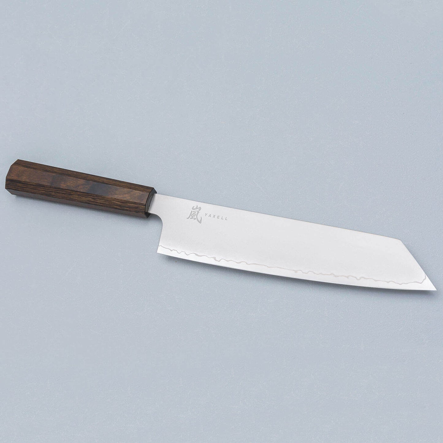 YAXELL HANA Kiritsuke mes damast 20cm 3 laags roestvrijstaal lemmet bruin pakkawood heft